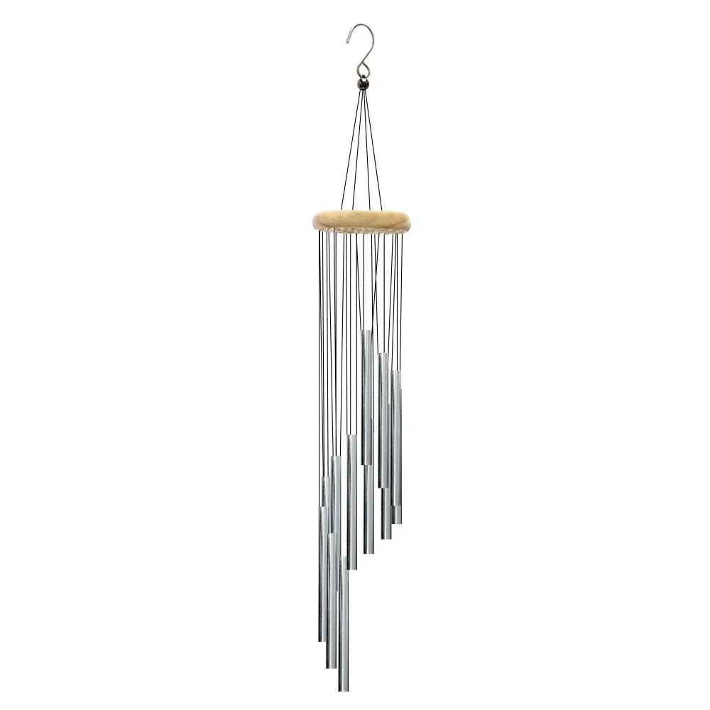 12-Tube Aluminum Wind Chimes with Gold & Silver Bells