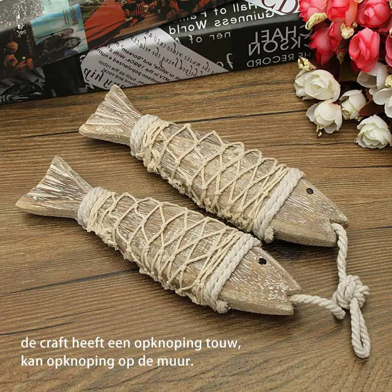 Hand-Carved Wooden Fish, Pair