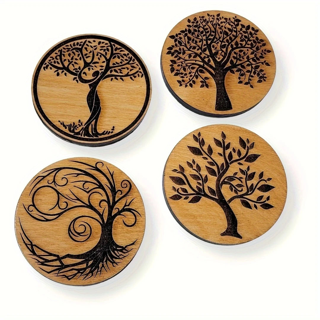 Tree of Life Wooden Coasters, Set of 8