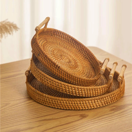 Rattan Tray with Strap Handle