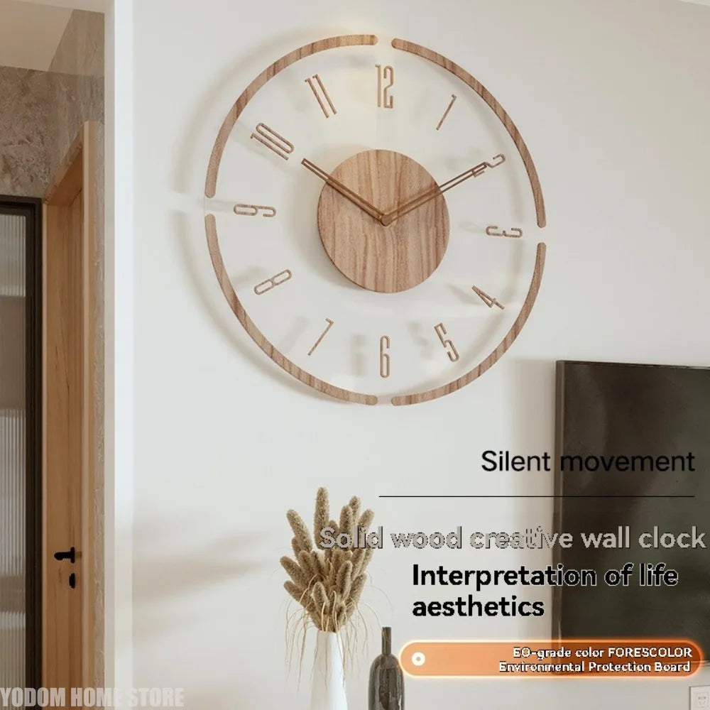Solid Wood Silent Luxury Nordic Simple Quartz Clock