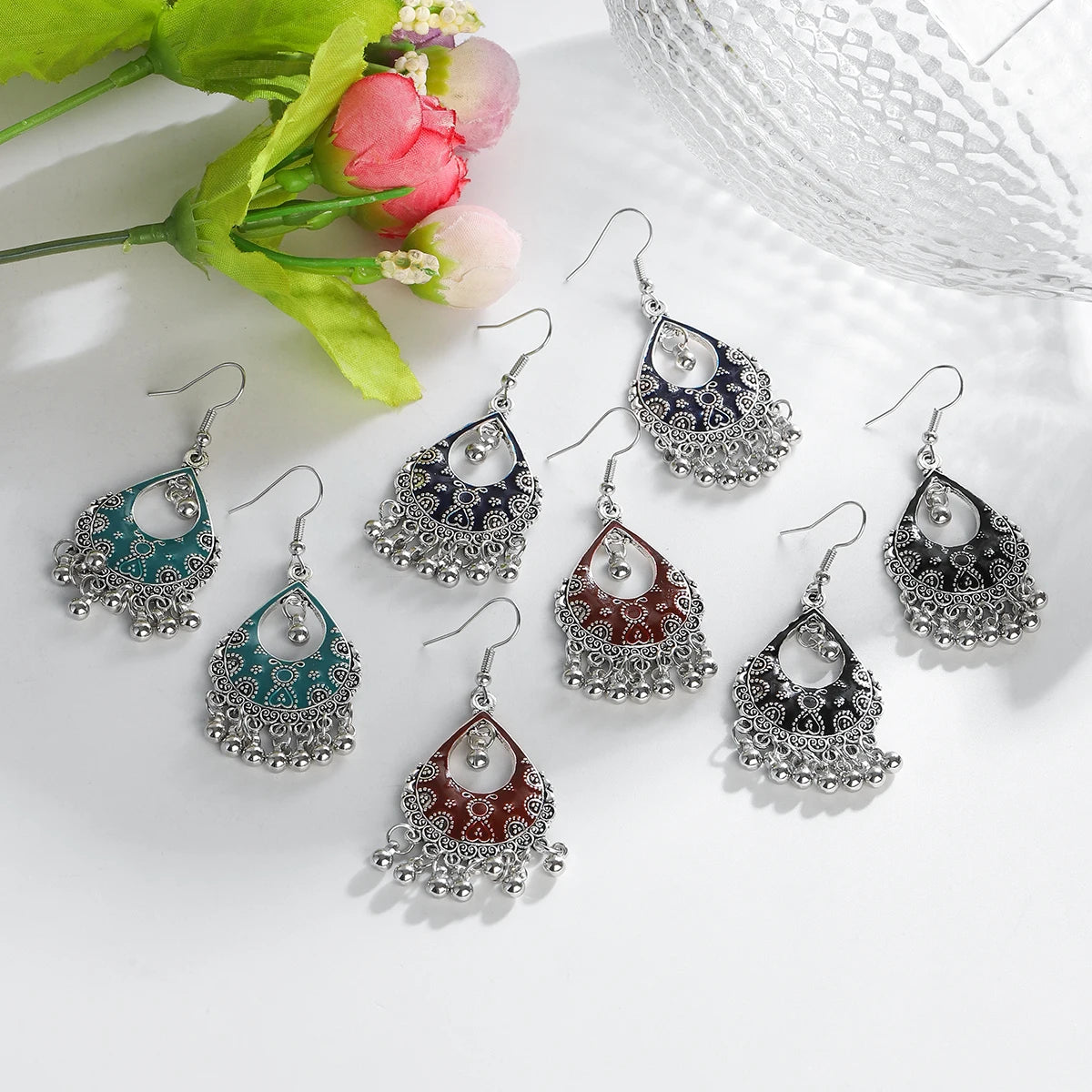 Floral Tassel Drop Earrings