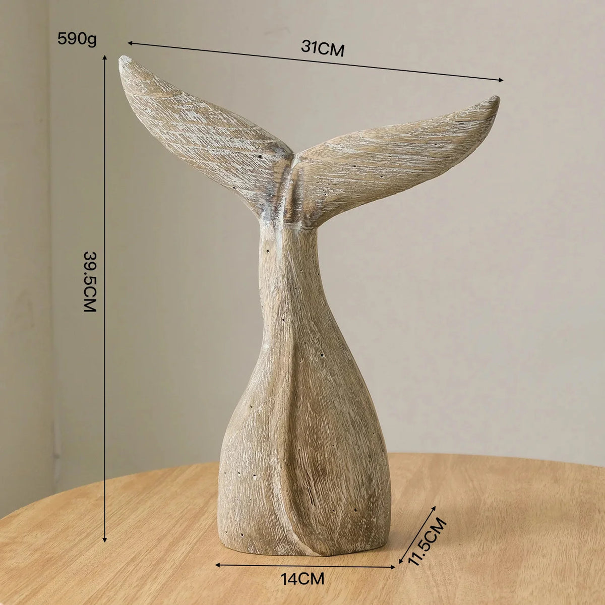 Vintage Handmade Whale Tail Sculpture