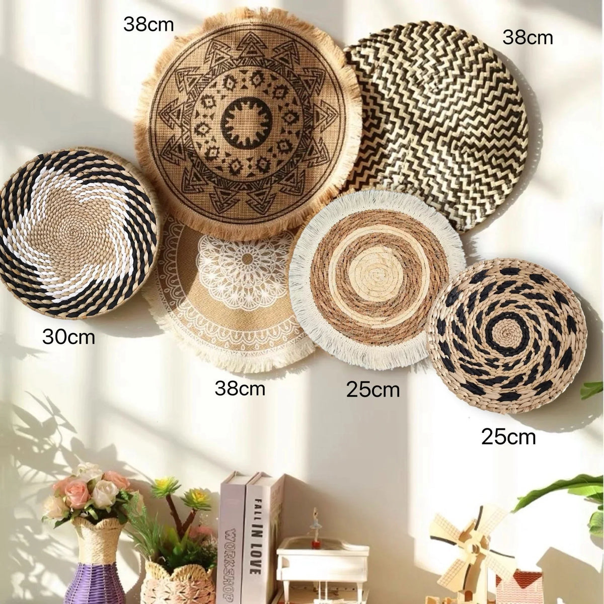 Straw Woven Wall Hanging Set