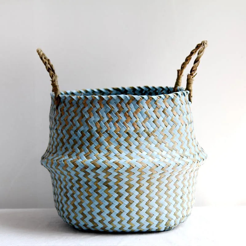 Striped Wicker Storage Basket