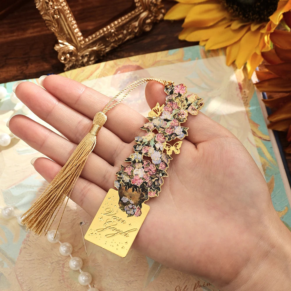 Vintage Hollow Metal Bookmark with Long Tassel