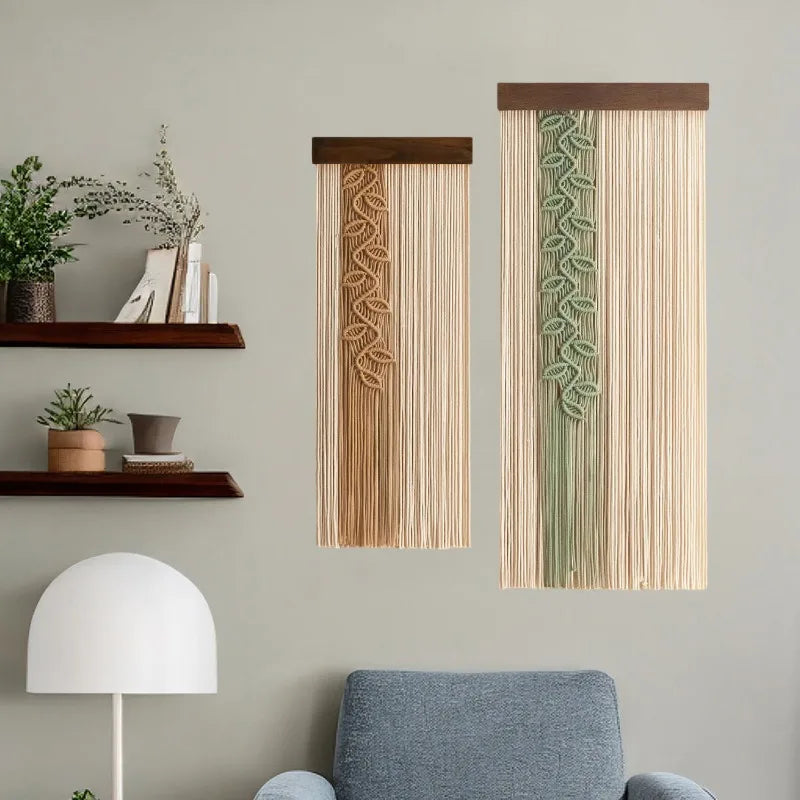 Bohemian Woven Leaf Tassel Wall Tapestry