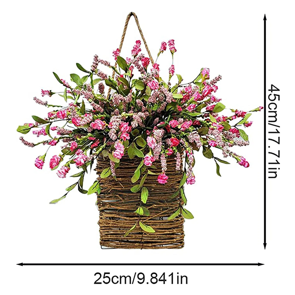 Spring Wildflower Door Basket Wreath | Farmhouse Cottage Garland