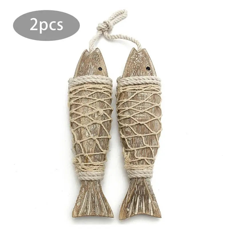 Hand-Carved Wooden Fish, Pair