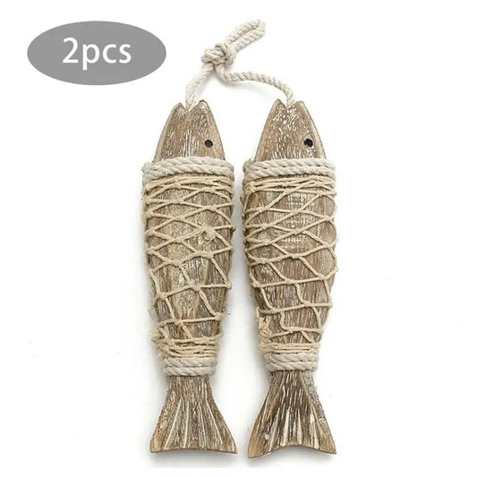 Hand-Carved Wooden Fish, Pair