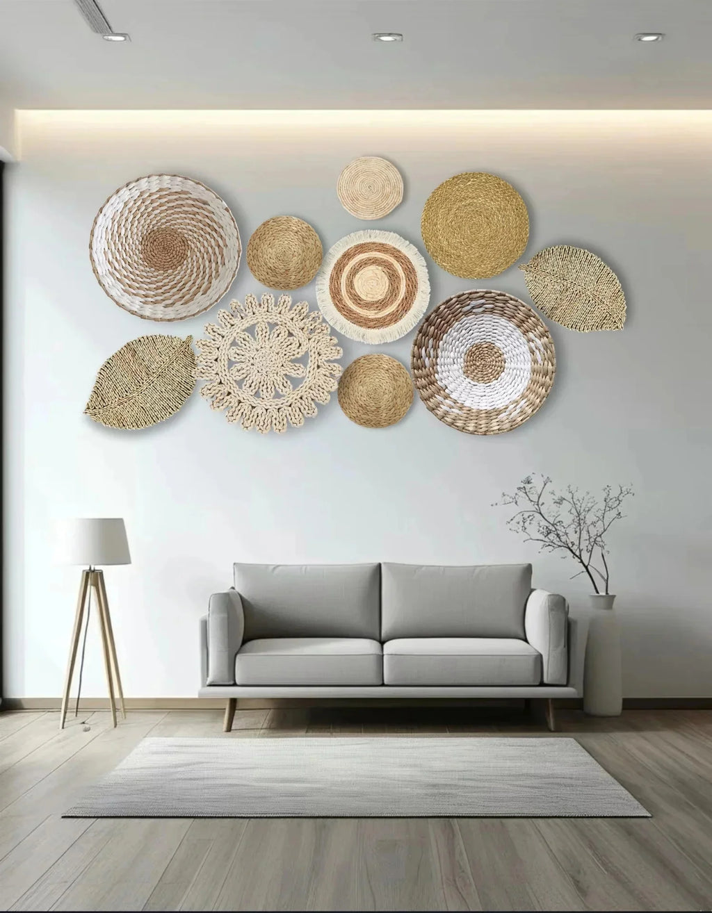 Straw Woven Wall Hanging Set