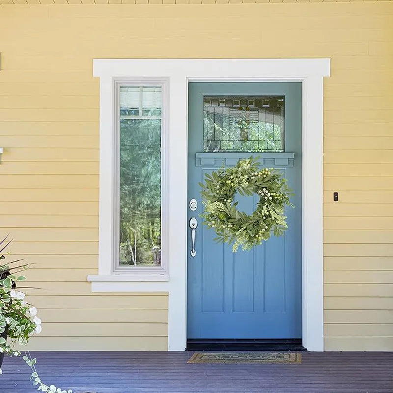 Green Eucalyptus Wreath with Olive Leaves & Mixed Berries | Farmhouse Décor