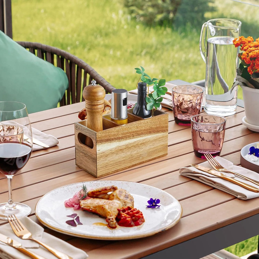 Wooden Utensil & Cutlery Countertop Organizer | 3 Adjustable Compartments
