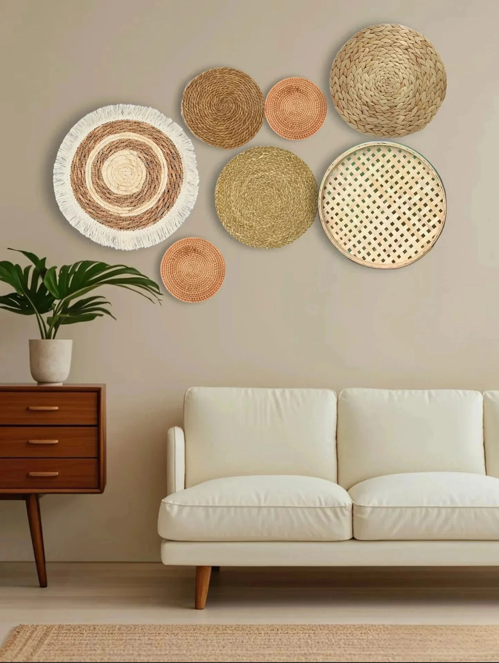 Straw Woven Wall Hanging Set
