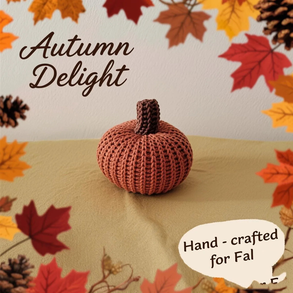 Handmade Rustic Farmhouse Knitted Pumpkin Decor Set