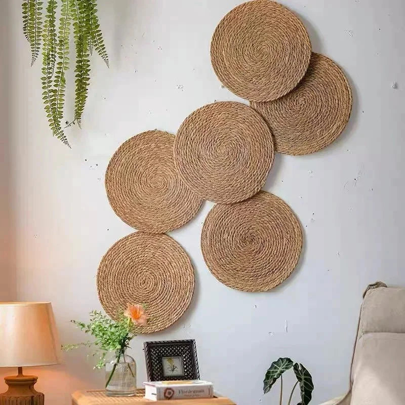 Straw Woven Wall Hanging Set