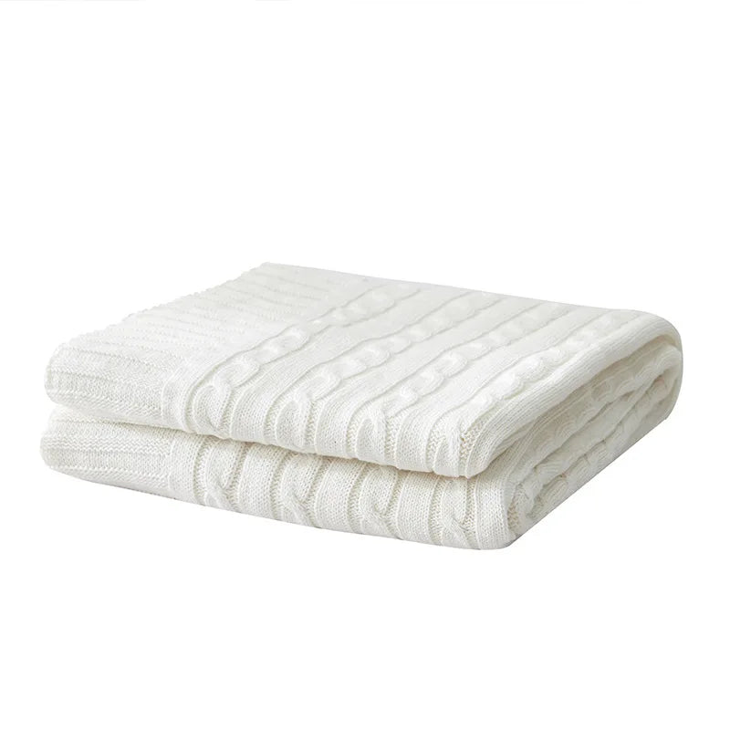 Cotton Cable-Knit Throw Blanket
