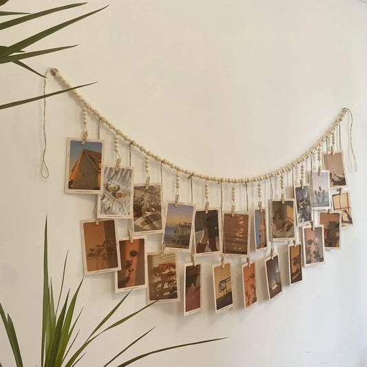 Wooden Bead Photo Garland