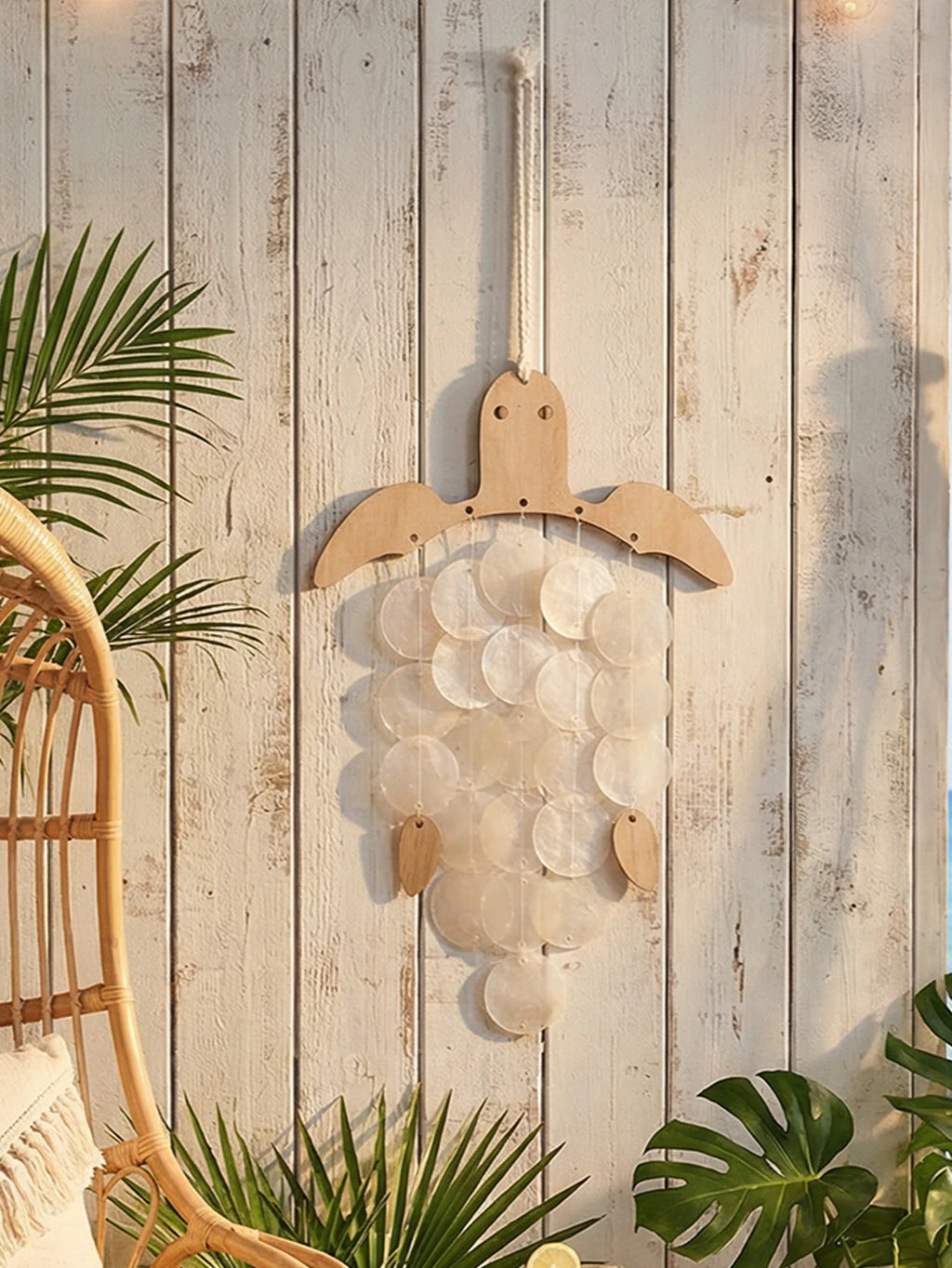 Handcrafted Turtle Capiz Shell Wind Chime