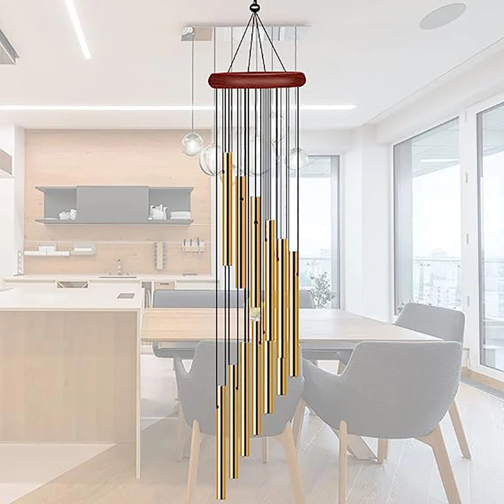 12-Tube Aluminum Wind Chimes with Gold & Silver Bells