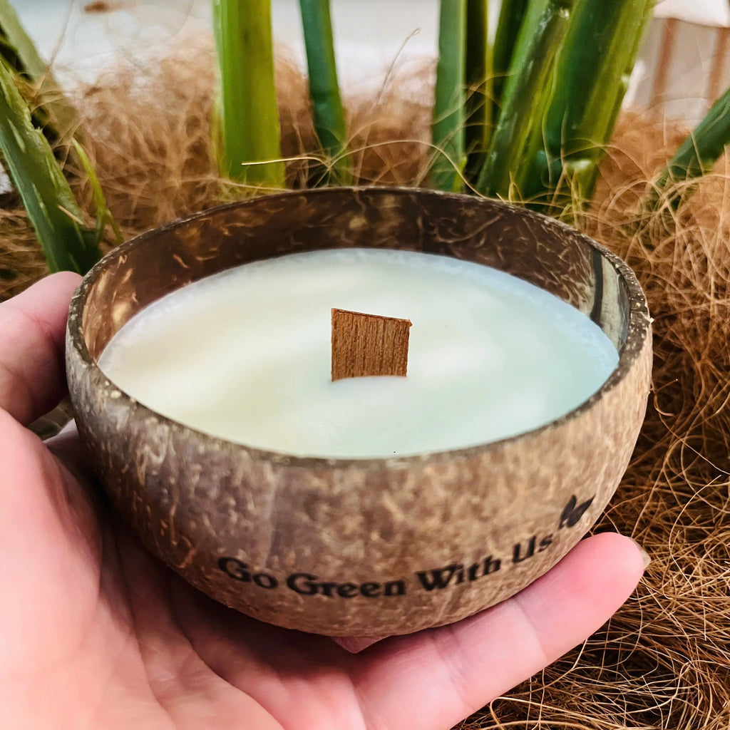 Handmade Coconut Shell Lavender Candle