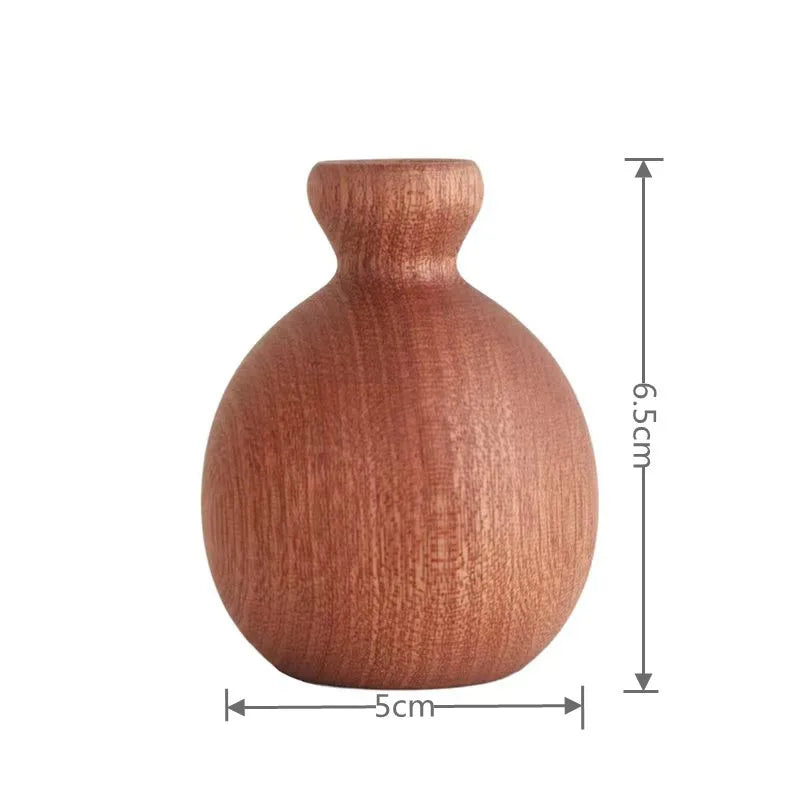 Wooden Flower Vase With Solid Wood Flowers