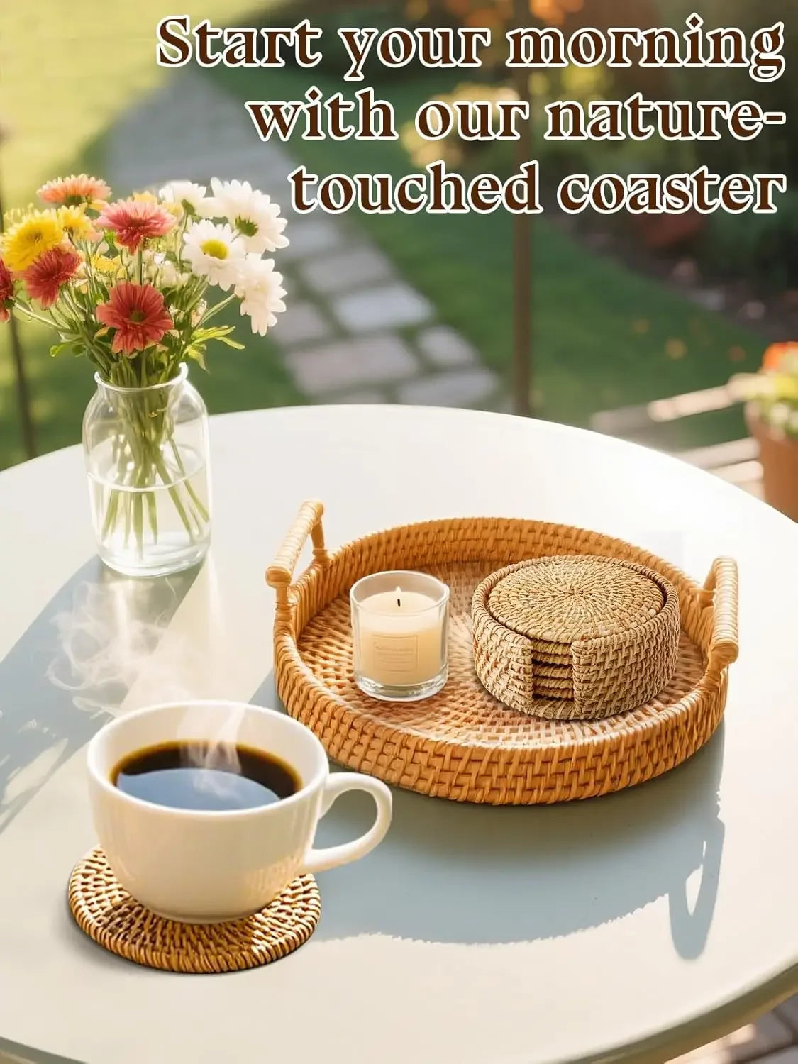 Handwoven Rattan Coasters, Set of 6