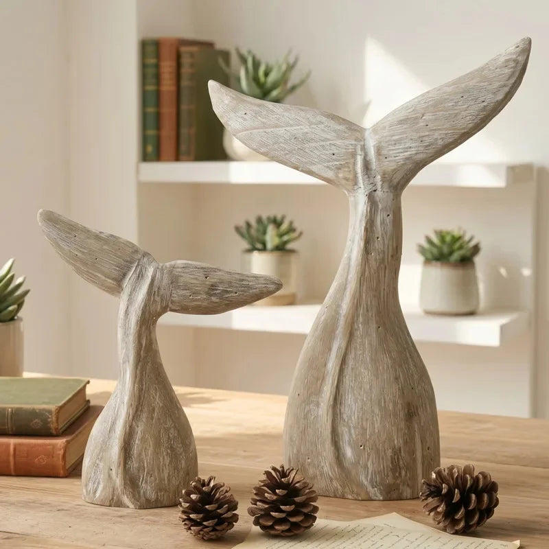 Vintage Handmade Whale Tail Sculpture