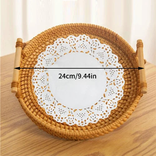 Rattan Tray with Strap Handle