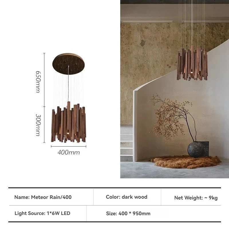 Solid Wood Farmhouse Pendant Chandelier | Dining Room & Kitchen Hanging Light