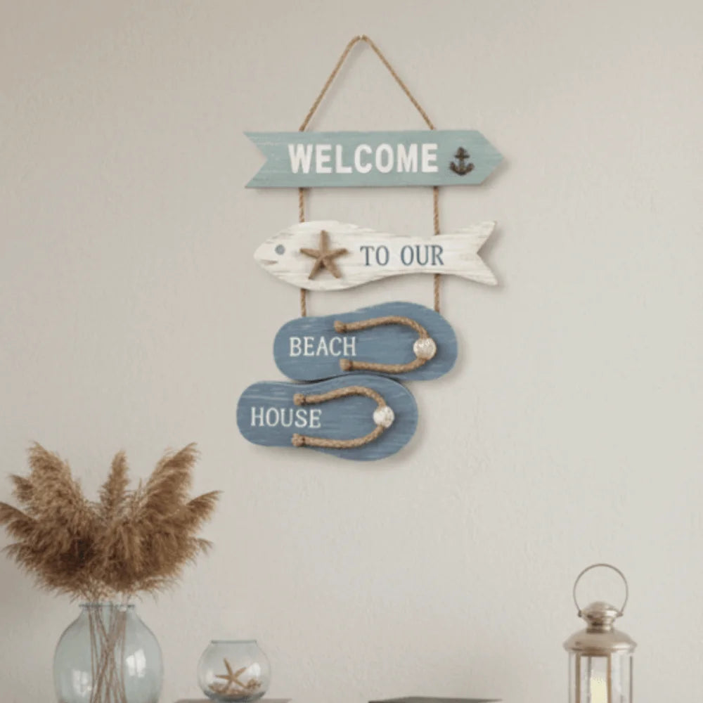 Coastal Wooden Flip Flop Wall Hanging | Ocean-Themed Farmhouse Décor