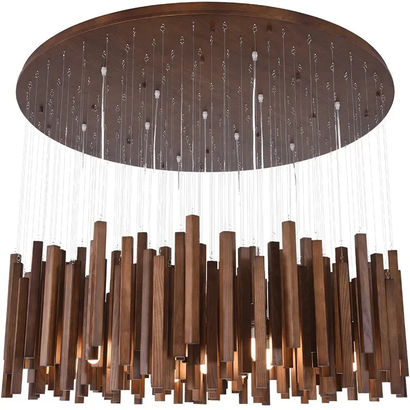 Solid Wood Farmhouse Pendant Chandelier | Dining Room & Kitchen Hanging Light