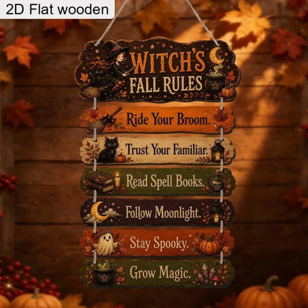 Vintage Witchy Autumn Wall Plaque