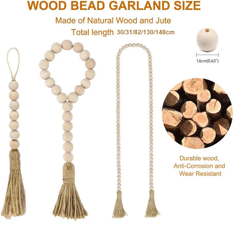 Wood Bead Tassel Garland