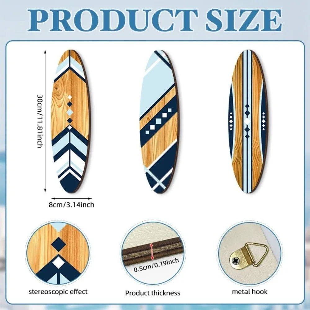 Set of 3 Tropical Surfboard Wall Decor