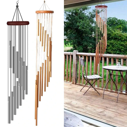 12-Tube Aluminum Wind Chimes with Gold & Silver Bells