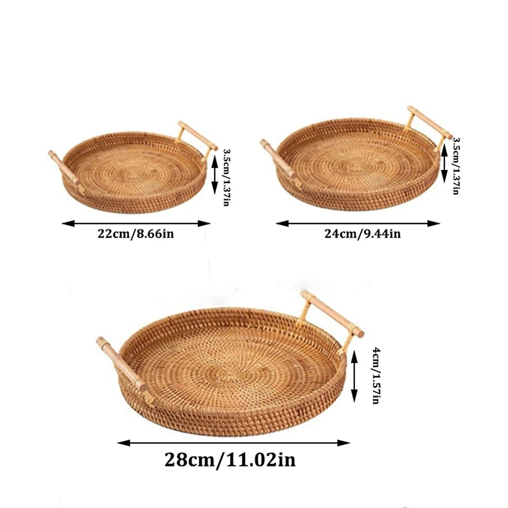 Rattan Tray with Strap Handle