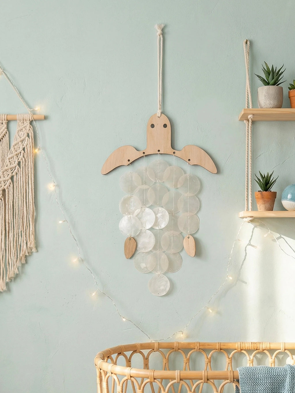 Handcrafted Turtle Capiz Shell Wind Chime