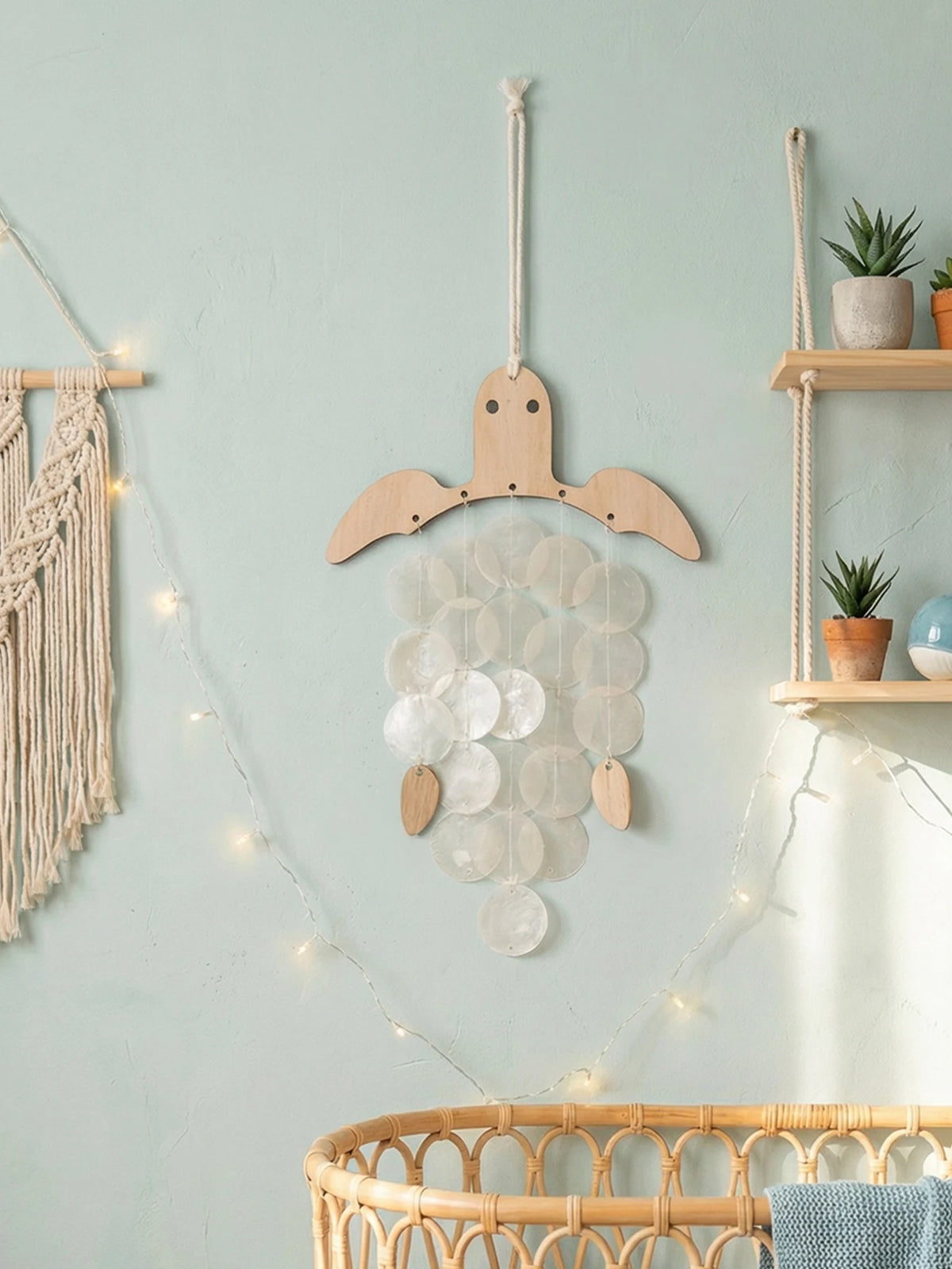 Handcrafted Turtle Capiz Shell Wind Chime