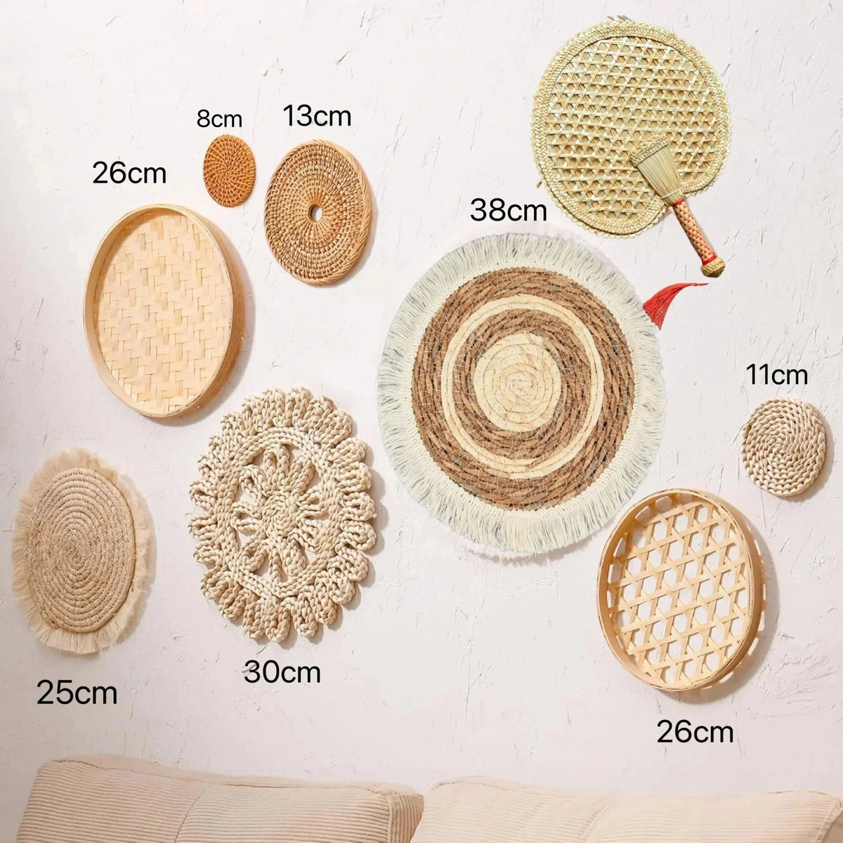Straw Woven Wall Hanging Set
