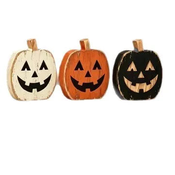 Wooden Farmhouse Pumpkin Ghost Ornament