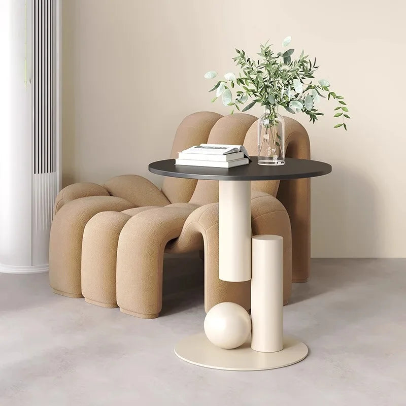 Round Metal Coffee Table with Storage