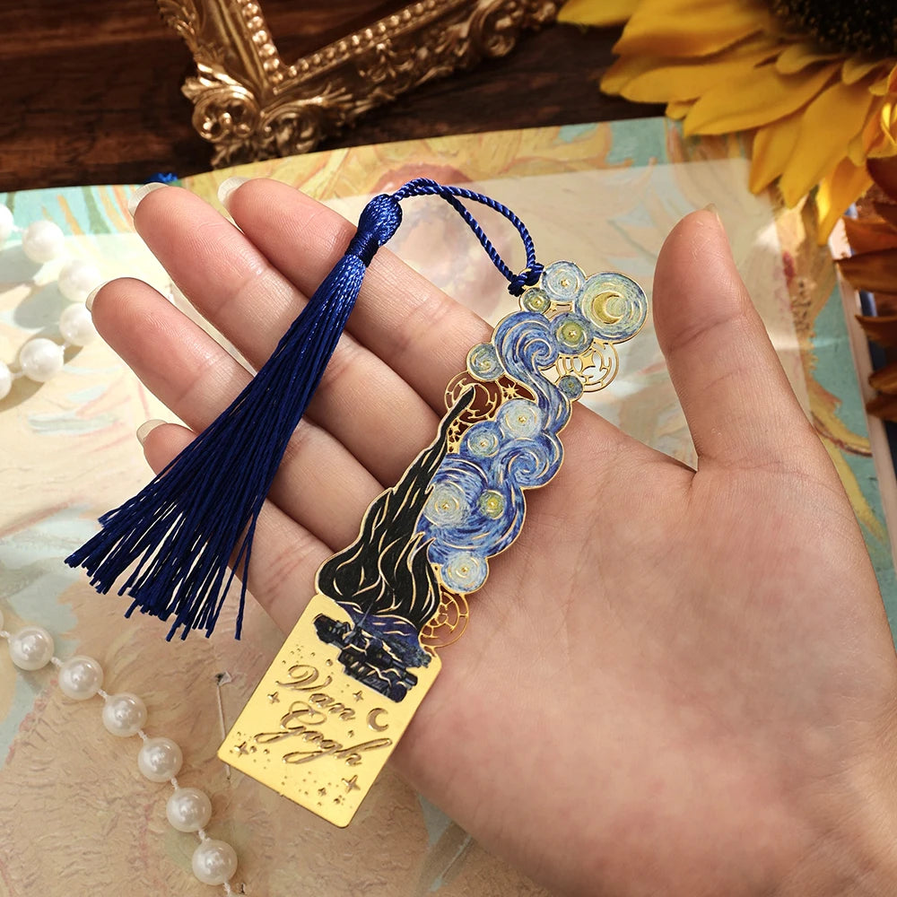 Vintage Hollow Metal Bookmark with Long Tassel