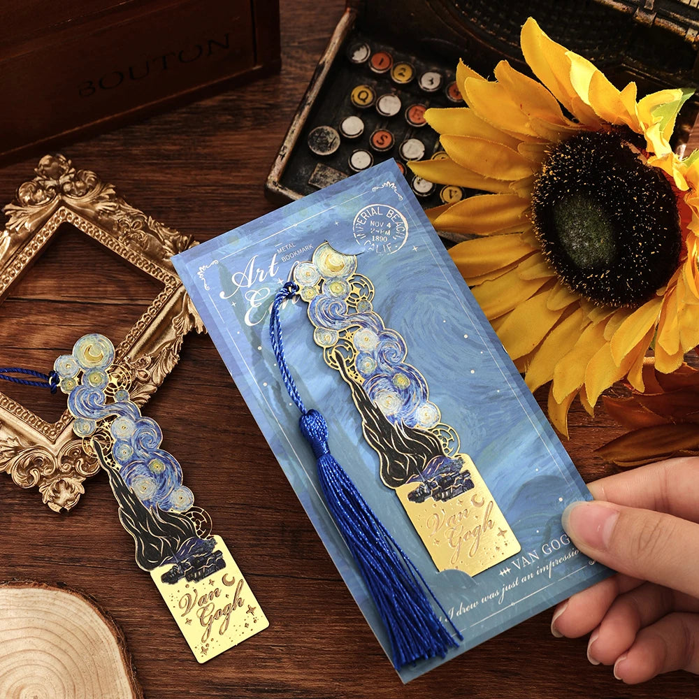 Vintage Hollow Metal Bookmark with Long Tassel