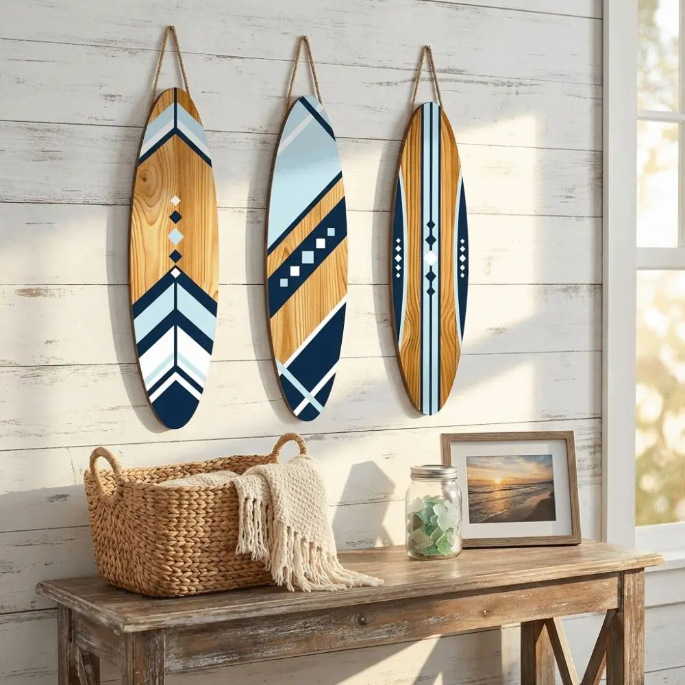 Set of 3 Tropical Surfboard Wall Decor