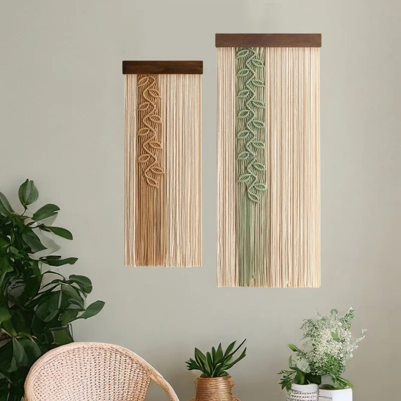 Bohemian Woven Leaf Tassel Wall Tapestry