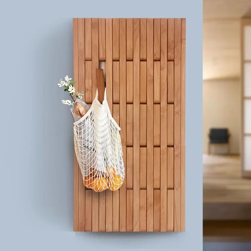 Solid Cherry Wood Wall-Mounted Retractable Coat & Hat Rack