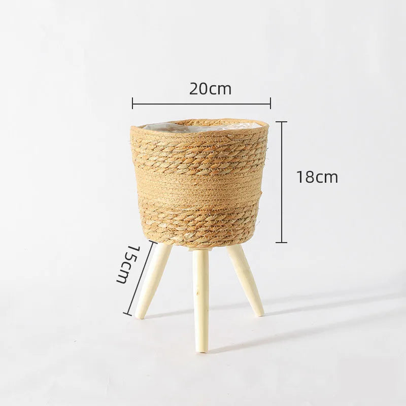 Woven Straw Planter Basket