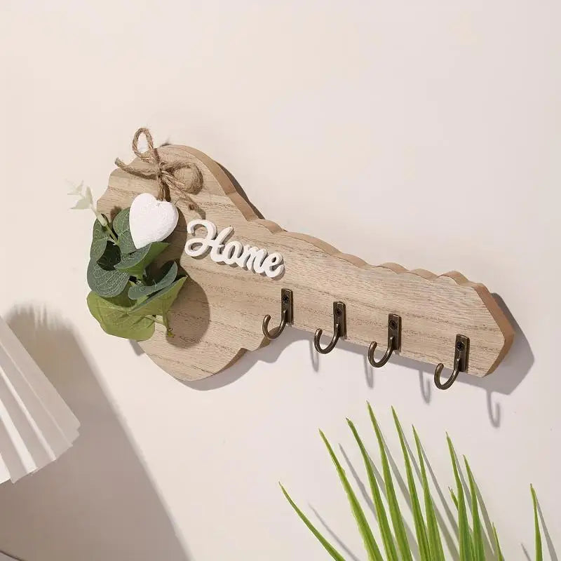 Wooden "Home" Key Holder Wall Decor