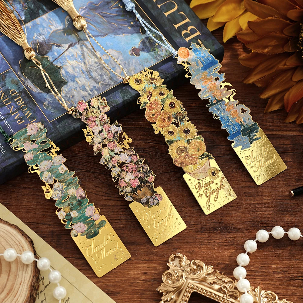 Vintage Hollow Metal Bookmark with Long Tassel